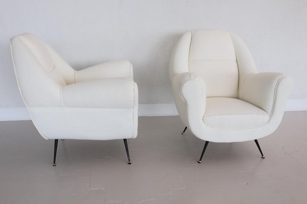 Italian Armchairs with Brass Stiletto Feet, 1960s, Set of 2-VNE-966106