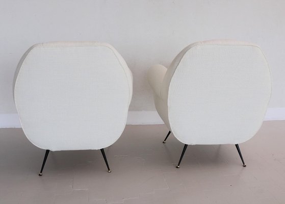 Italian Armchairs with Brass Stiletto Feet, 1960s, Set of 2-VNE-966106