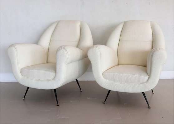 Italian Armchairs with Brass Stiletto Feet, 1960s, Set of 2-VNE-966106