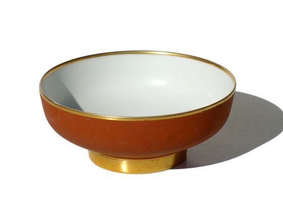 Italian Art Deco 24-Karat Gold & Porcelain Bowl from Arrigo Finzi, 1920s-GKB-850713