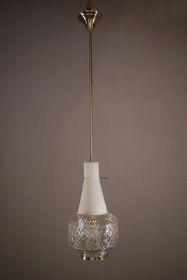 Italian Art Deco and Satin Glass Hanging Lamp, 1950s-MTX-887770