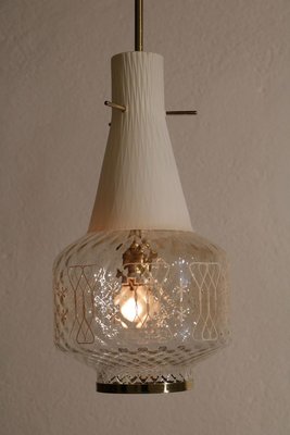 Italian Art Deco and Satin Glass Hanging Lamp, 1950s-MTX-887770