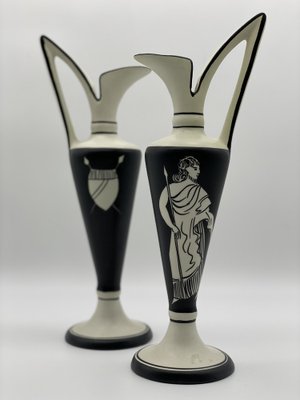 Italian Art Deco Black and White Amphorae, Set of 2-PYA-1790699