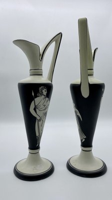 Italian Art Deco Black and White Amphorae, Set of 2-PYA-1790699