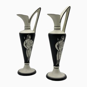 Italian Art Deco Black and White Amphorae, Set of 2-PYA-1790699