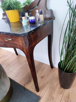 Italian Art Deco Burl and Marble Vanity Dressing Table, 1940s-EUP-915394