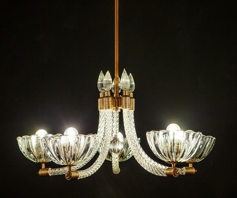 Italian Art Deco Chandelier from Barovier & Toso, 1940s-MBH-1032002