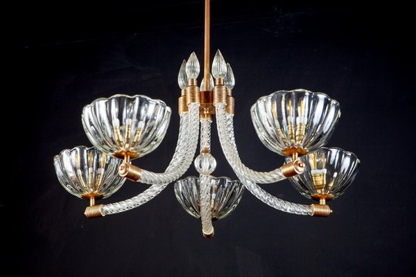 Italian Art Deco Chandelier from Barovier & Toso, 1940s-MBH-1032002