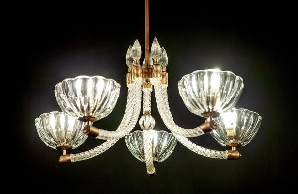 Italian Art Deco Chandelier from Barovier & Toso, 1940s-MBH-1032002