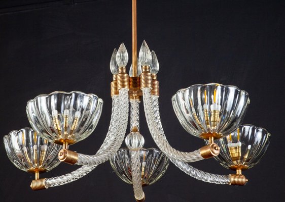 Italian Art Deco Chandelier from Barovier & Toso, 1940s-MBH-1032002