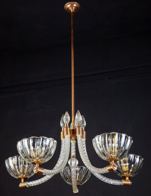 Italian Art Deco Chandelier from Barovier & Toso, 1940s-MBH-1032002