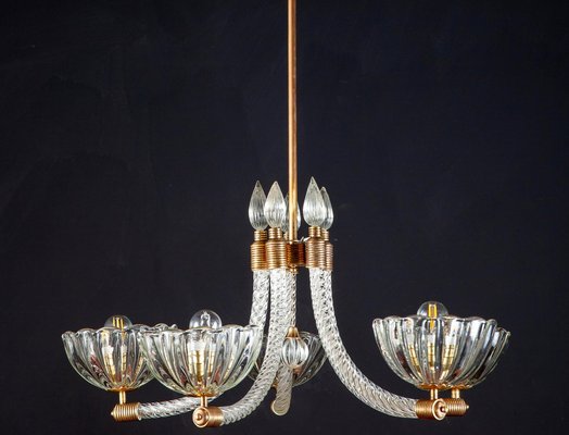 Italian Art Deco Chandelier from Barovier & Toso, 1940s-MBH-1032002