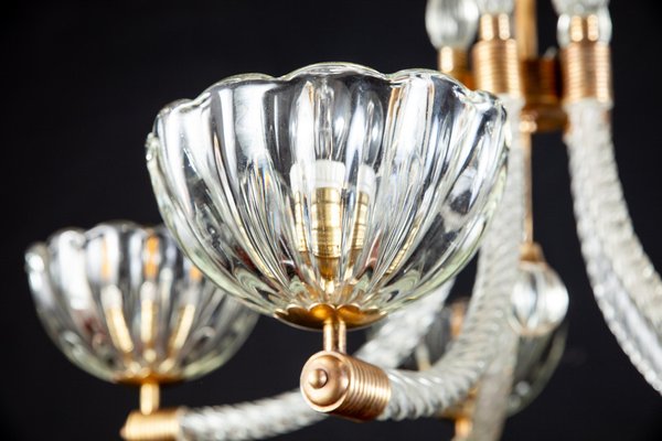 Italian Art Deco Chandelier from Barovier & Toso, 1940s-MBH-1032002