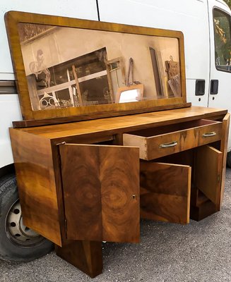 Italian Art Deco Credenza in Walnut with Mirrors-RAQ-1375093