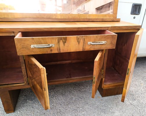 Italian Art Deco Credenza in Walnut with Mirrors-RAQ-1375093