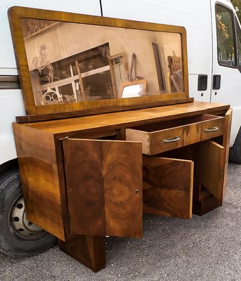 Italian Art Deco Credenza in Walnut with Mirrors-RAQ-1375093