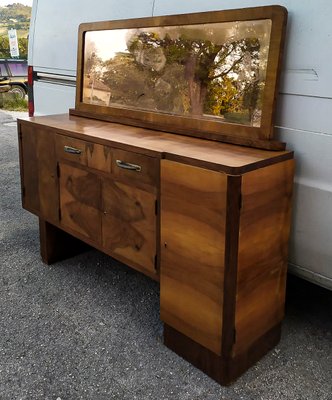 Italian Art Deco Credenza in Walnut with Mirrors-RAQ-1375093