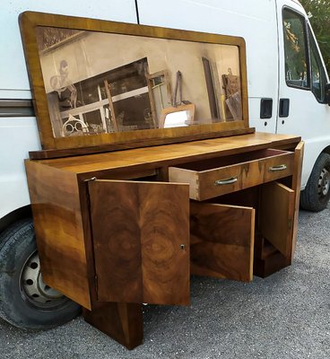 Italian Art Deco Credenza in Walnut with Mirrors-RAQ-1375093