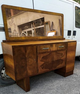 Italian Art Deco Credenza in Walnut with Mirrors-RAQ-1375093