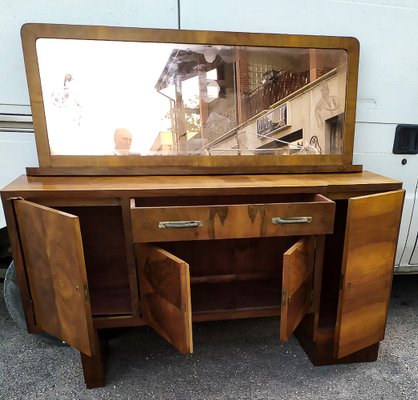 Italian Art Deco Credenza in Walnut with Mirrors-RAQ-1375093