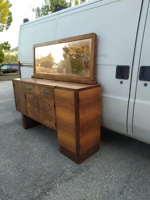 Italian Art Deco Credenza in Walnut with Mirrors-RAQ-1375093