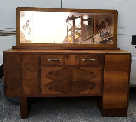 Italian Art Deco Credenza in Walnut with Mirrors-RAQ-1375093