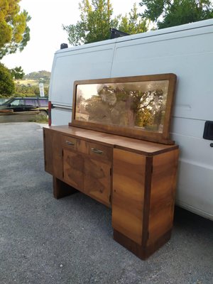 Italian Art Deco Credenza in Walnut with Mirrors-RAQ-1375093