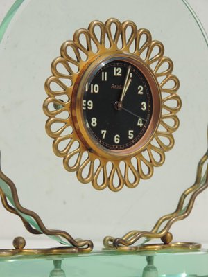 Italian Art Deco Crystal Table Clock, 1930s-KGD-924300