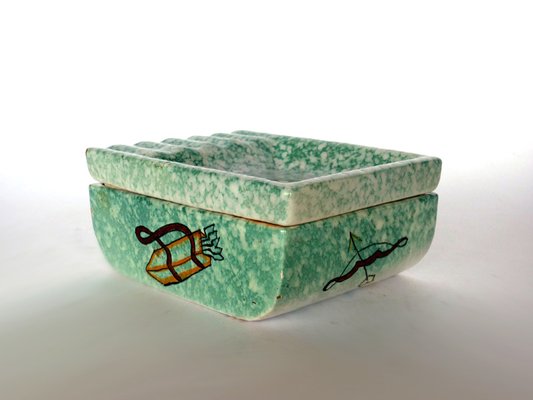 Italian Art Deco Cupid Ceramic Ashtray Box by Nino Strada for CIMA Perugia, 1930s-GKB-842217