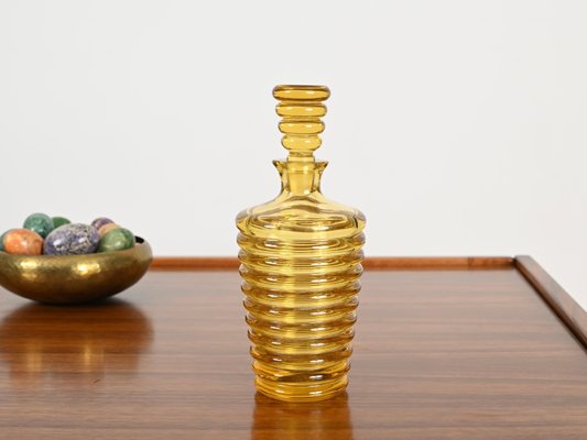 Italian Art Deco Decorative Bottle in Yellow Murano Blown Glass, 1930s-JDR-2032984