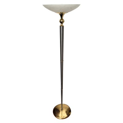 Italian Art Deco Hollywood Regency Brass & Glass Floor Lamp, 1950s-EUP-1717442