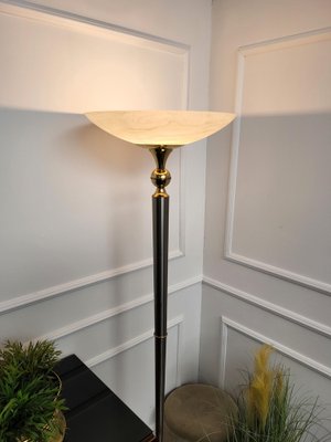 Italian Art Deco Hollywood Regency Brass & Glass Floor Lamp, 1950s-EUP-1717442