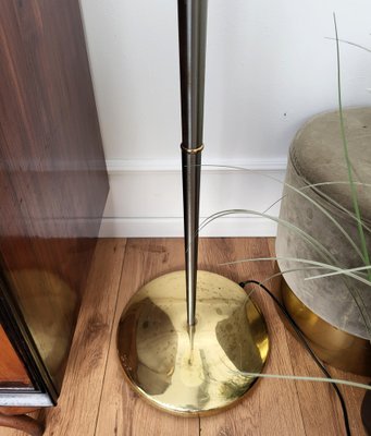 Italian Art Deco Hollywood Regency Brass & Glass Floor Lamp, 1950s-EUP-1717442