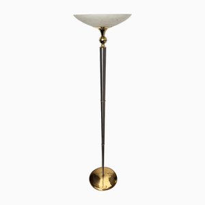 Italian Art Deco Hollywood Regency Brass & Glass Floor Lamp, 1950s-EUP-1717442