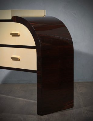 Italian Art Deco Macassar Ebony and Goat Skin Chest of Drawers, 1930s-UH-956297