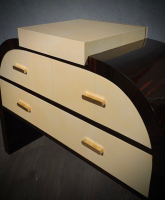 Italian Art Deco Macassar Ebony and Goat Skin Chest of Drawers, 1930s-UH-956297