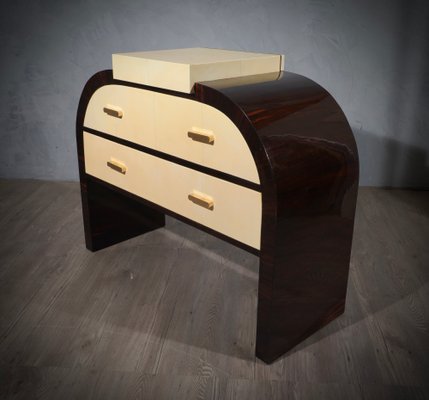 Italian Art Deco Macassar Ebony and Goat Skin Chest of Drawers, 1930s-UH-956297