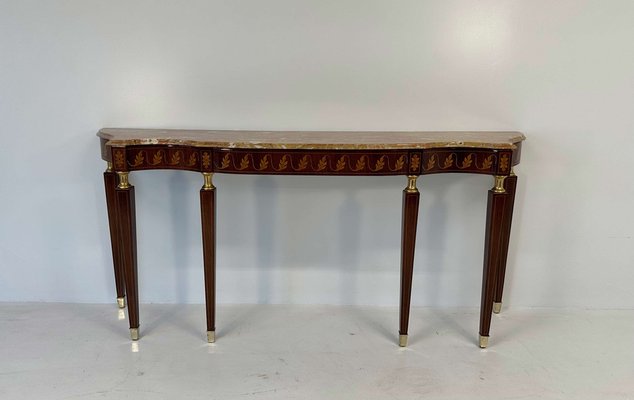 Italian Art Deco Marble and Inlaid Wood Console by Paolo Buffa, 1950s-FF-1762999