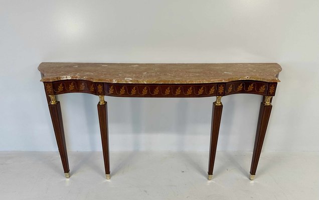 Italian Art Deco Marble and Inlaid Wood Console by Paolo Buffa, 1950s-FF-1762999