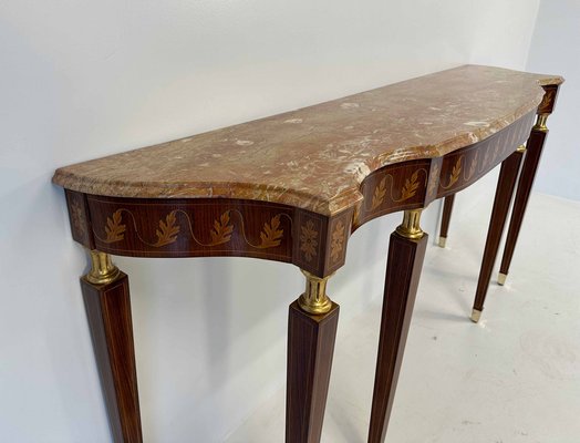 Italian Art Deco Marble and Inlaid Wood Console by Paolo Buffa, 1950s-FF-1762999