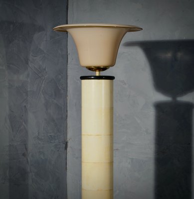 Italian Art Deco Murano Glass, Brass and Goatskin Floor Lamp, 1940-UH-942173