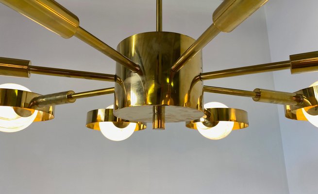 Italian Art Deco Murano Glass & Brass Ceiling Lamp-FF-1177000