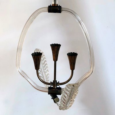 Italian Art Deco Murano Glass Ceiling Lamp from Barovier & Toso, 1940s-HWV-900954