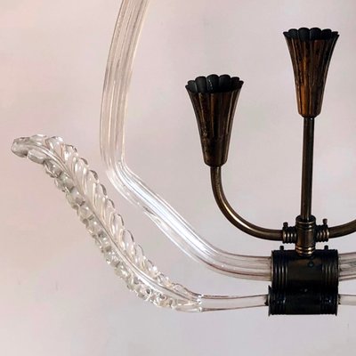 Italian Art Deco Murano Glass Ceiling Lamp from Barovier & Toso, 1940s-HWV-900954