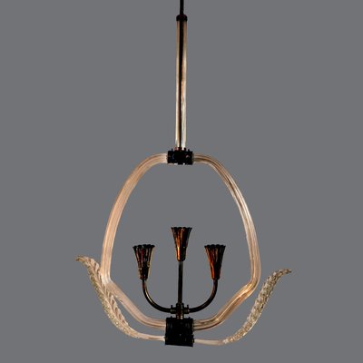 Italian Art Deco Murano Glass Ceiling Lamp from Barovier & Toso, 1940s-HWV-900954