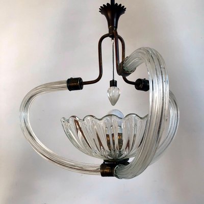 Italian Art Deco Murano Glass Ceiling Light by Ercole Barovier for Barovier & Toso, 1940s-HWV-900959