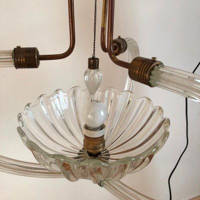 Italian Art Deco Murano Glass Ceiling Light by Ercole Barovier for Barovier & Toso, 1940s-HWV-900959