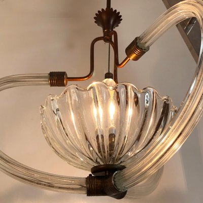 Italian Art Deco Murano Glass Ceiling Light by Ercole Barovier for Barovier & Toso, 1940s-HWV-900959