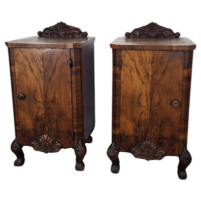 Italian Art Deco Nightstands in Burl Walnut, 1940s, Set of 2-EUP-1768074