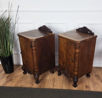 Italian Art Deco Nightstands in Burl Walnut, 1940s, Set of 2-EUP-1768074